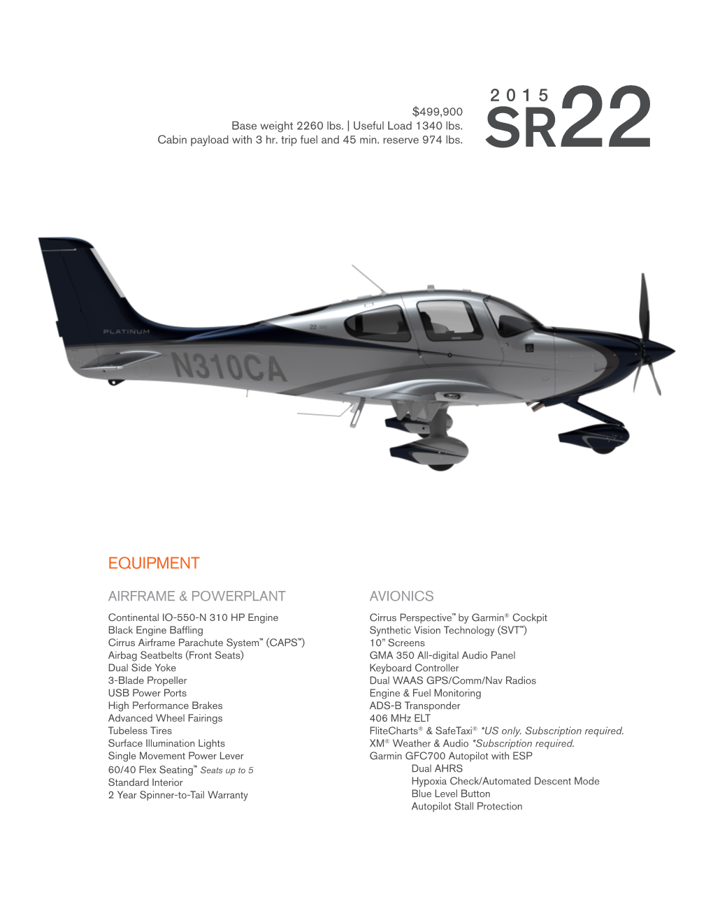 2015 SR22 Domestic Pricesheet