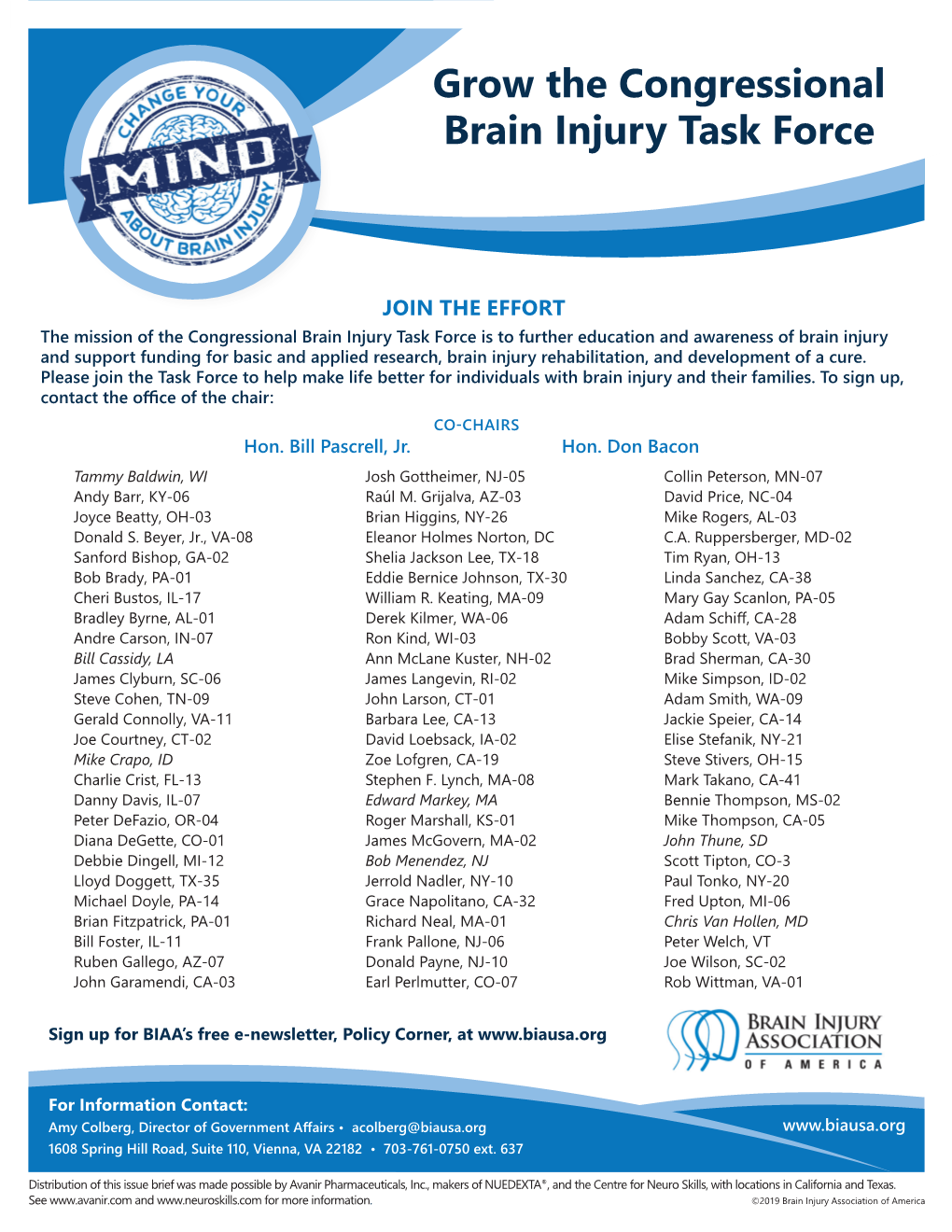 Grow the Congressional Brain Injury Task Force