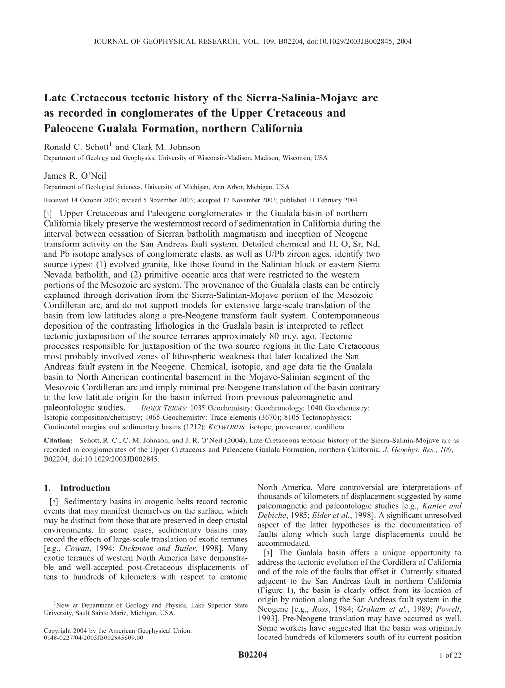 Late Cretaceous Tectonic History of the Sierra-Salinia-Mojave Arc As