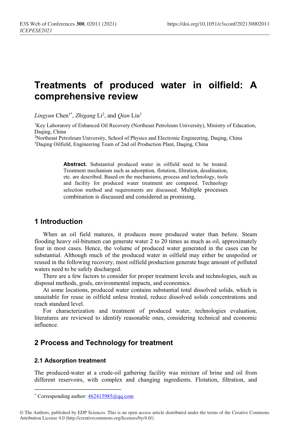 Treatments of Produced Water in Oilfield: a Comprehensive Review