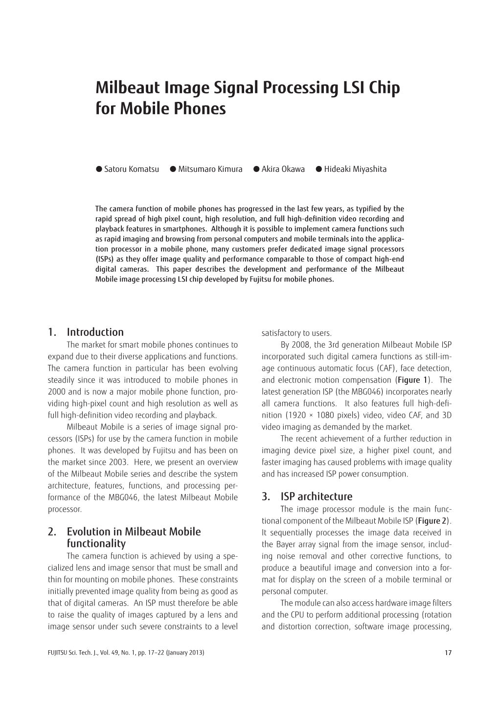 Milbeaut Image Signal Processing LSI Chip for Mobile Phones