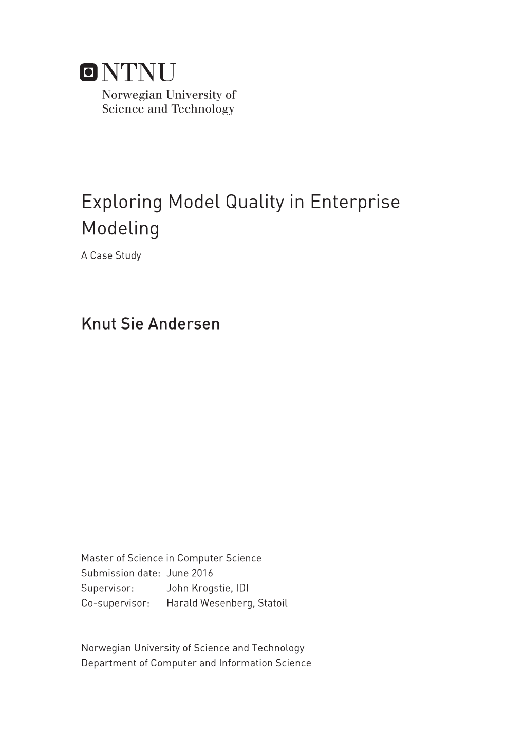 Exploring Model Quality in Enterprise Modeling