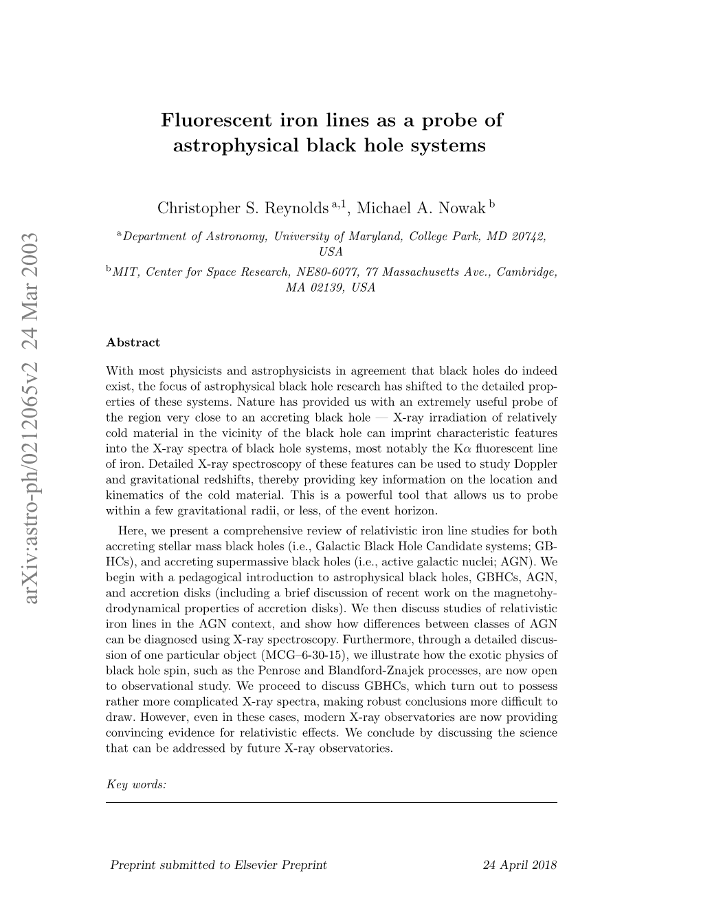 Fluorescent Iron Lines As a Probe of Astrophysical Black Hole Systems