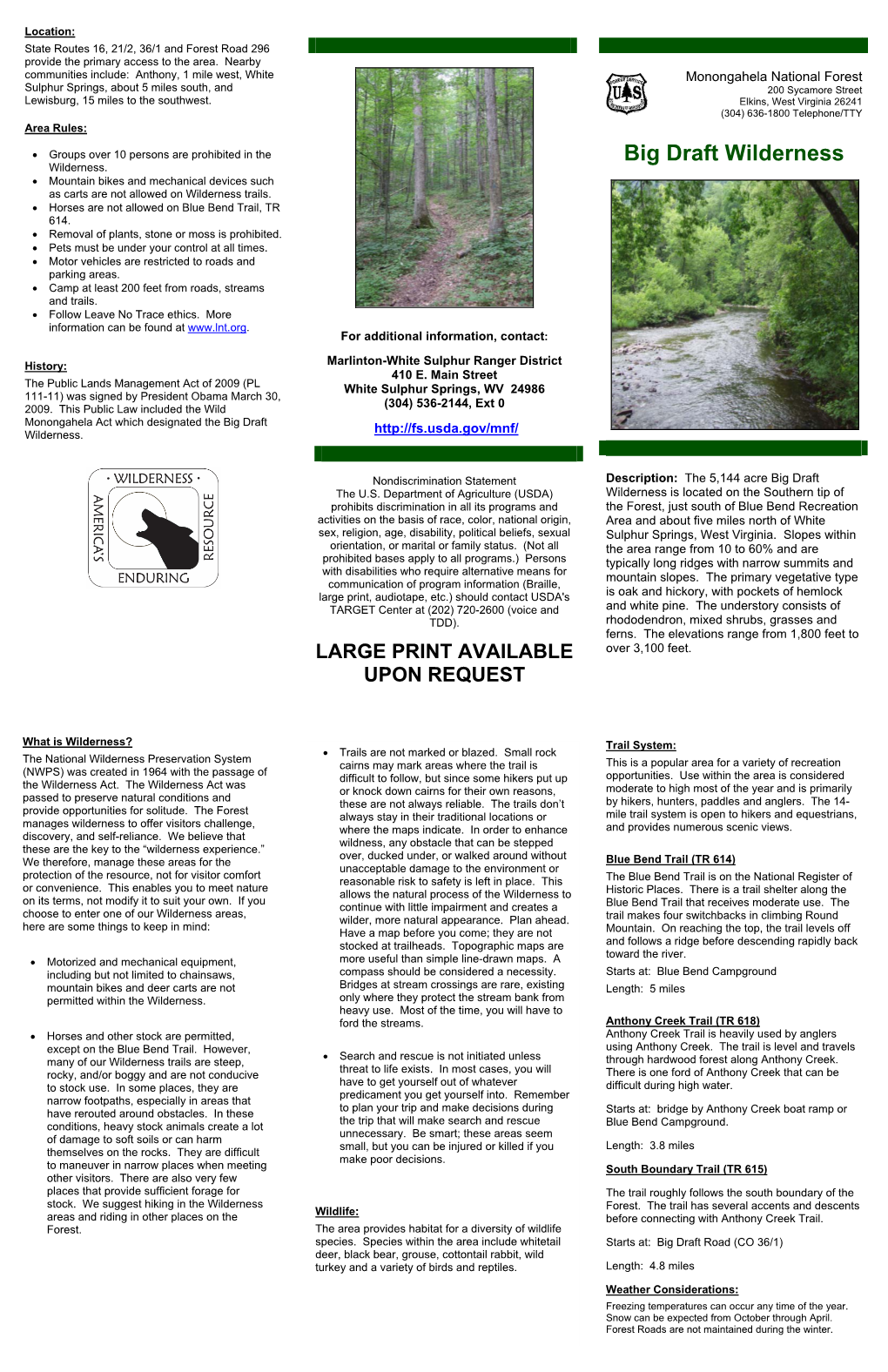 Big Draft Wilderness Brochure