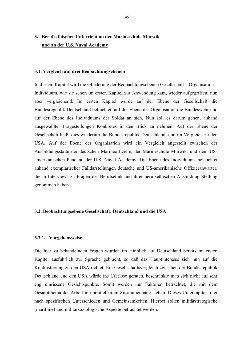 3. Berufsethischer Unterricht an Der Marineschule Mürwik Und an Der U.S