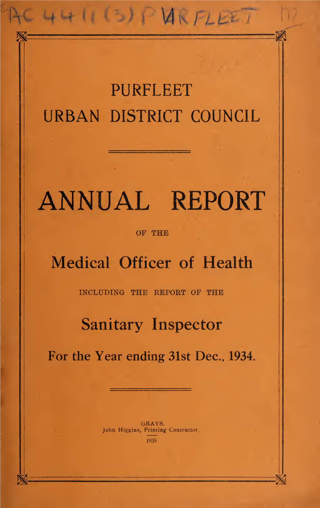 Purfleet Urban District Council Annual Report 1934