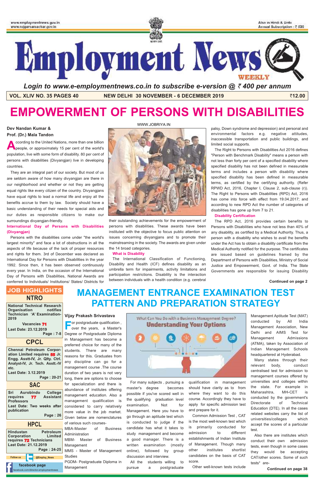 Empowerment of Persons with Disabilities