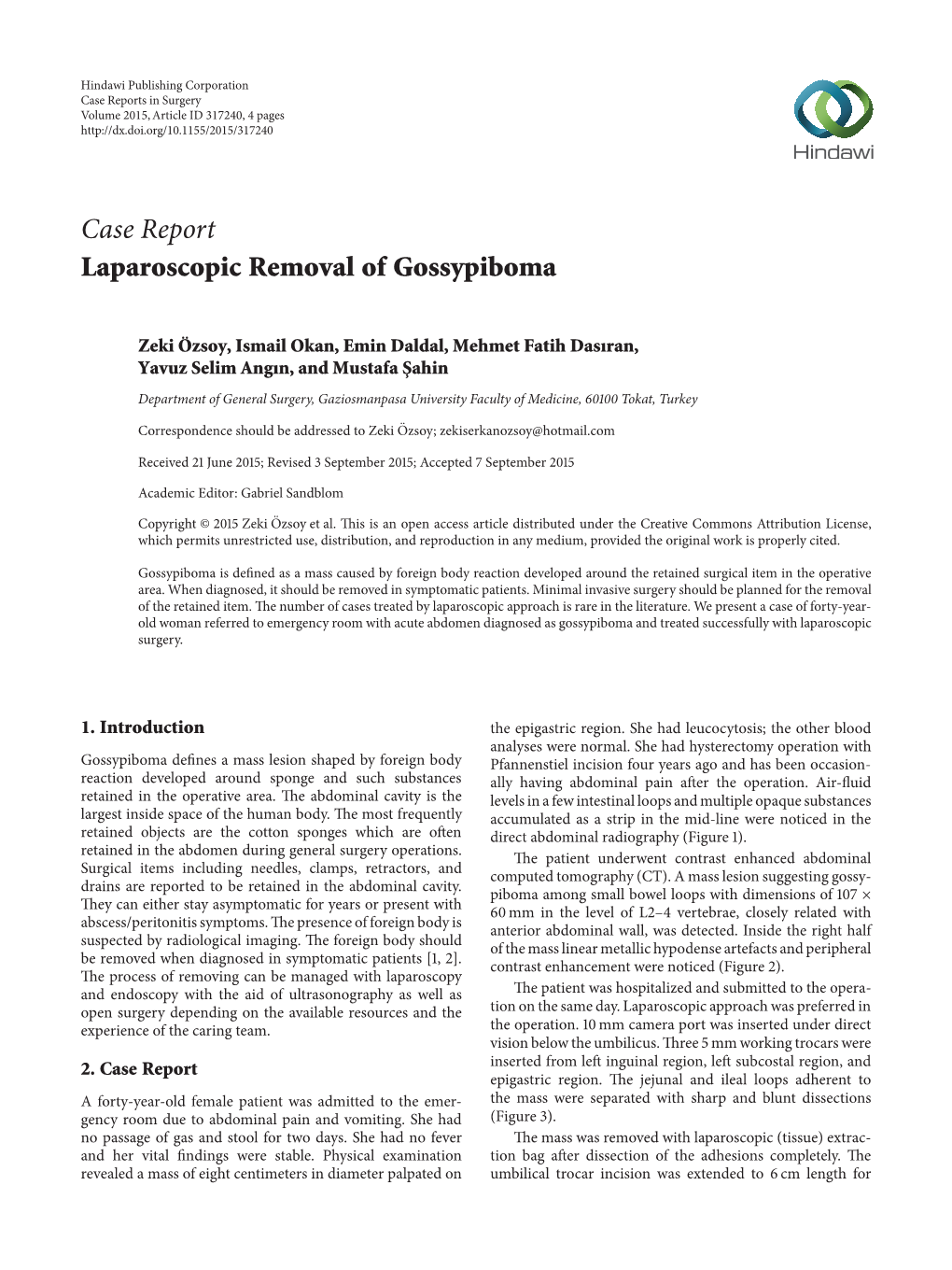 Laparoscopic Removal of Gossypiboma