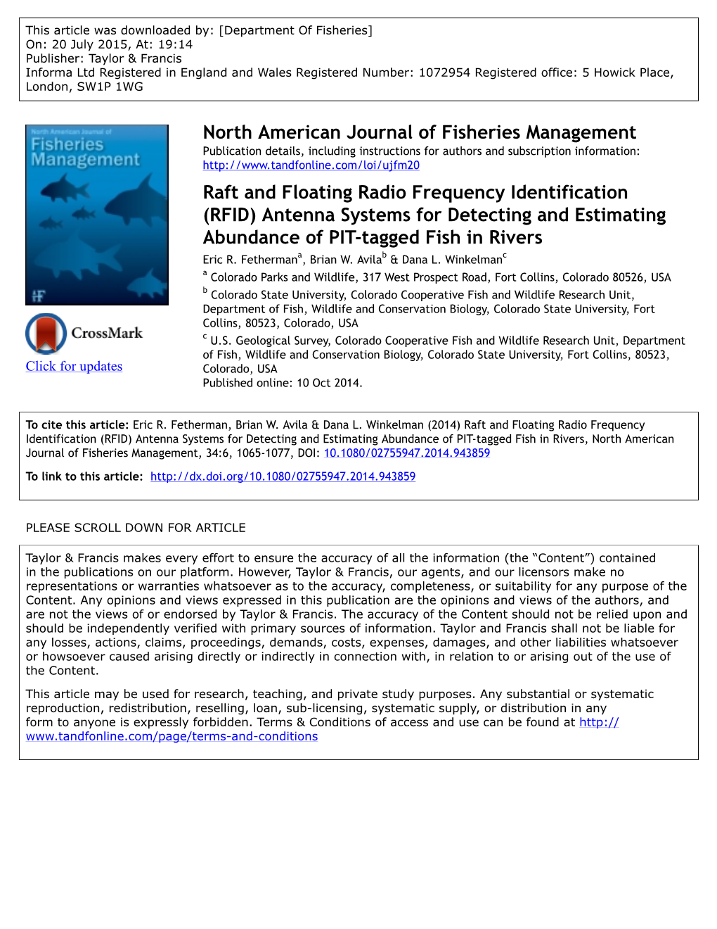 North American Journal of Fisheries Management Raft and Floating