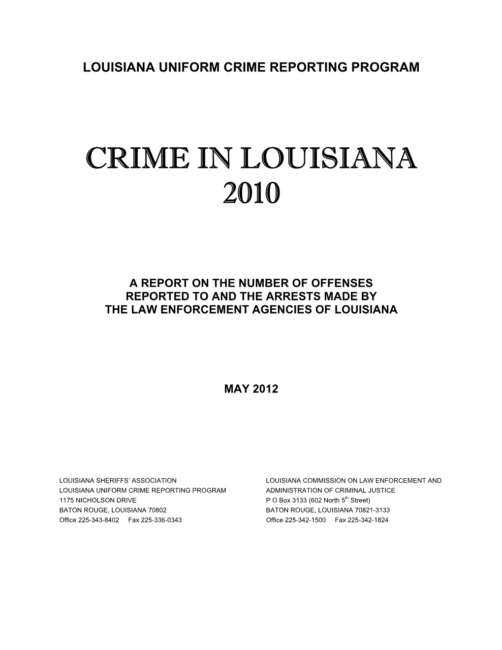 Crime in Louisiana 2010