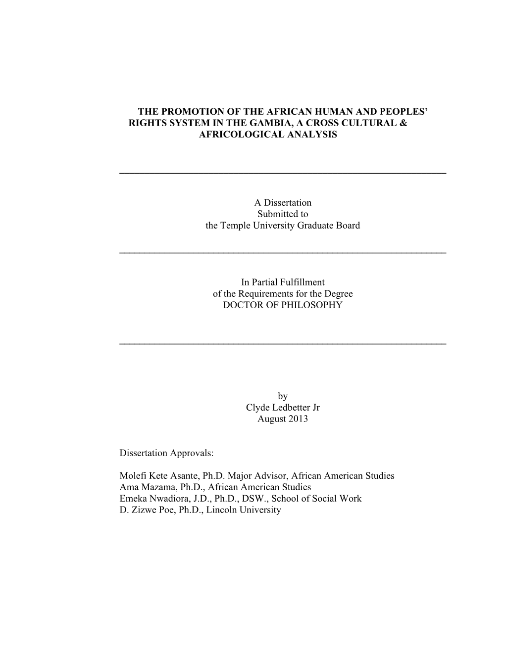 The Promotion of the African Human and Peoples’ Rights System in the Gambia, a Cross Cultural & Africological Analysis