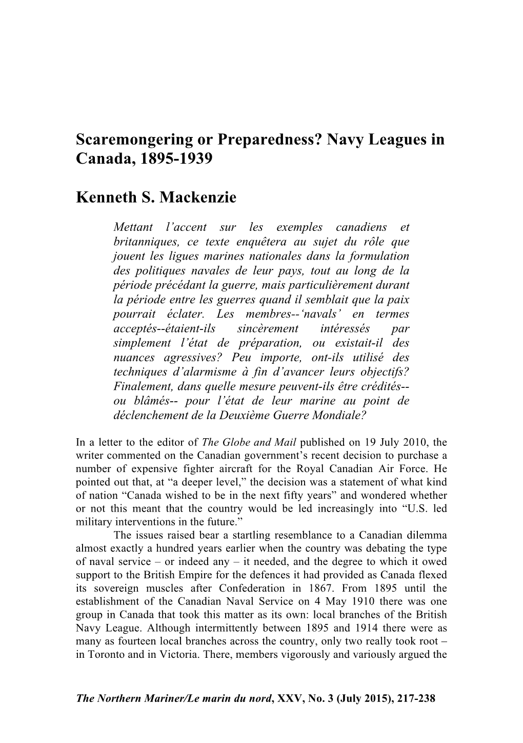 Scaremongering Or Preparedness? Navy Leagues in Canada, 1895-1939