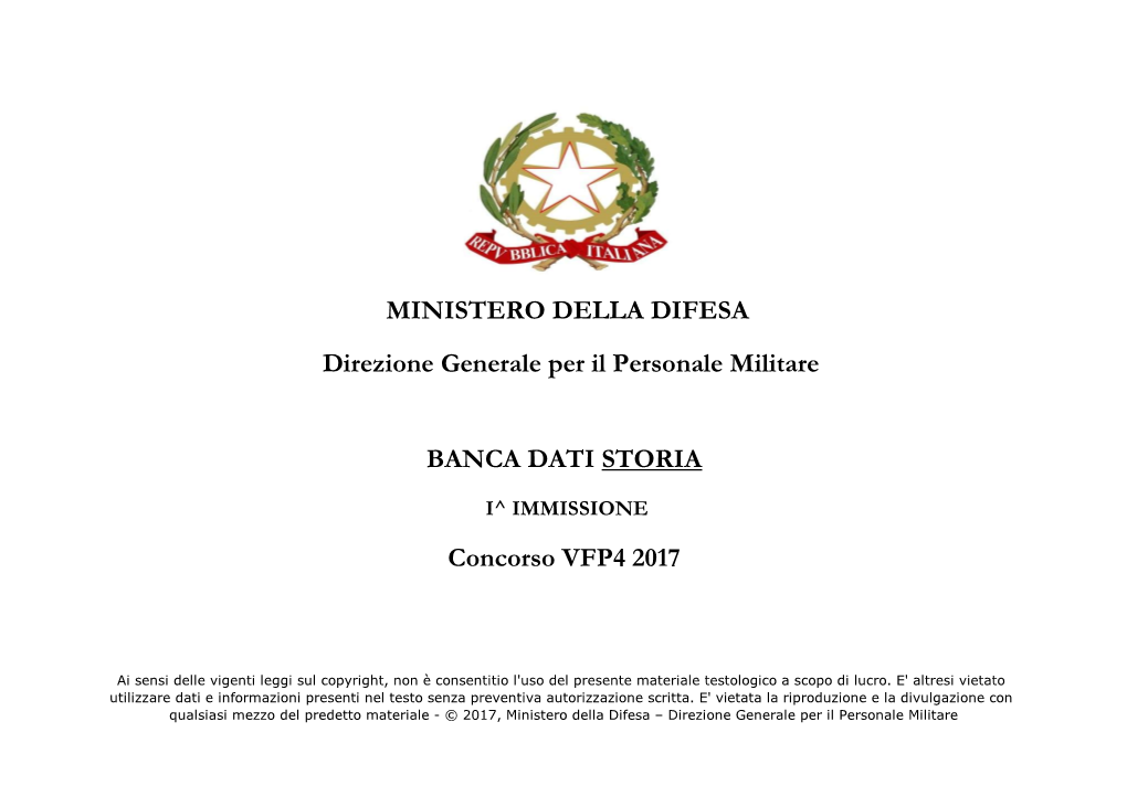 Direzione Generale Per Il Personale Militare BANCA DATI STORIA