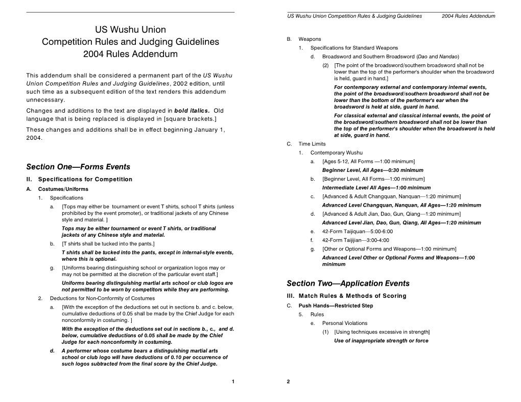 US Wushu Union Competition Rules and Judging Guidelines 2004