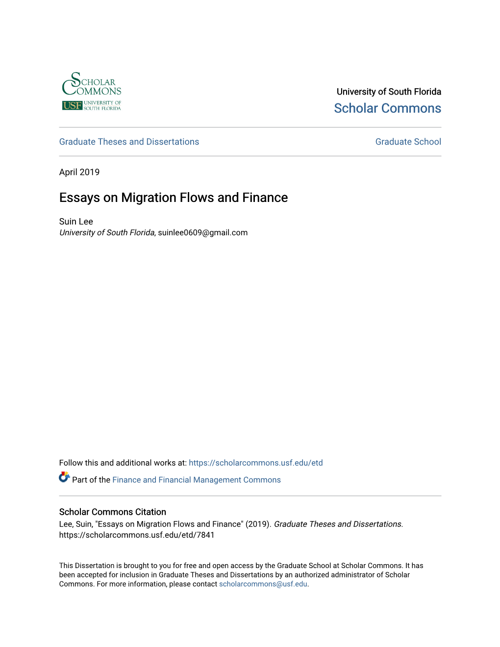 Essays on Migration Flows and Finance