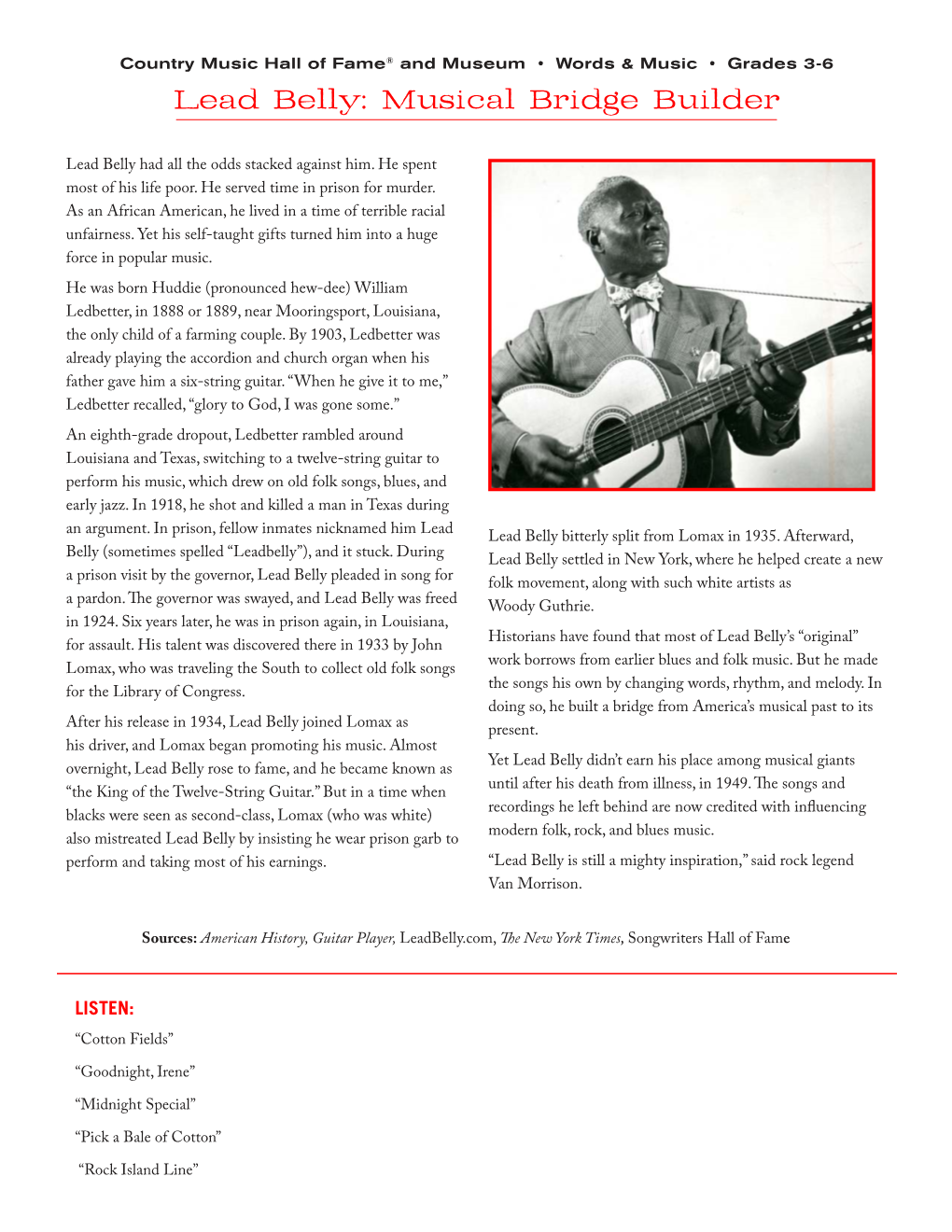 Lead Belly: Musical Bridge Builder