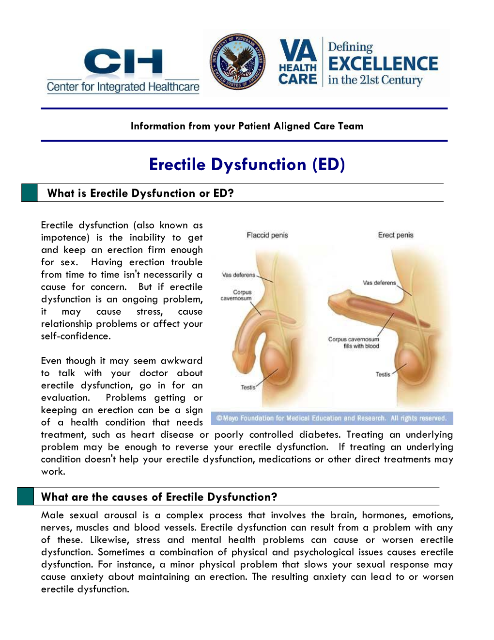 Information from Your Patient Aligned Care Team: Erectile Dysfunction (ED)