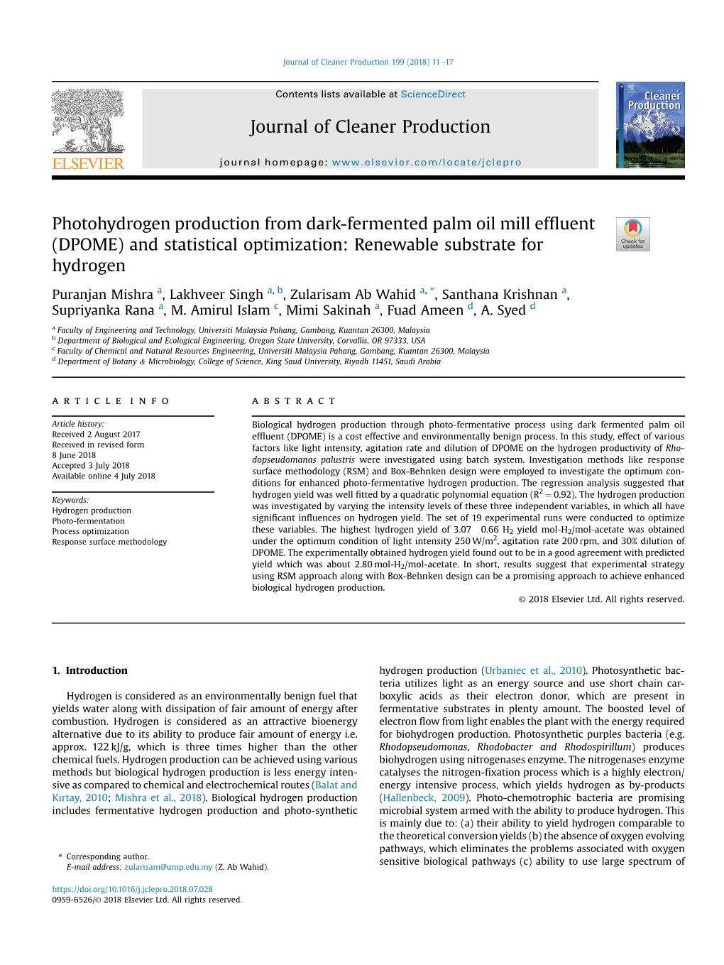 Photohydrogen Production from Dark-Fermented Palm Oil Mill Effluent