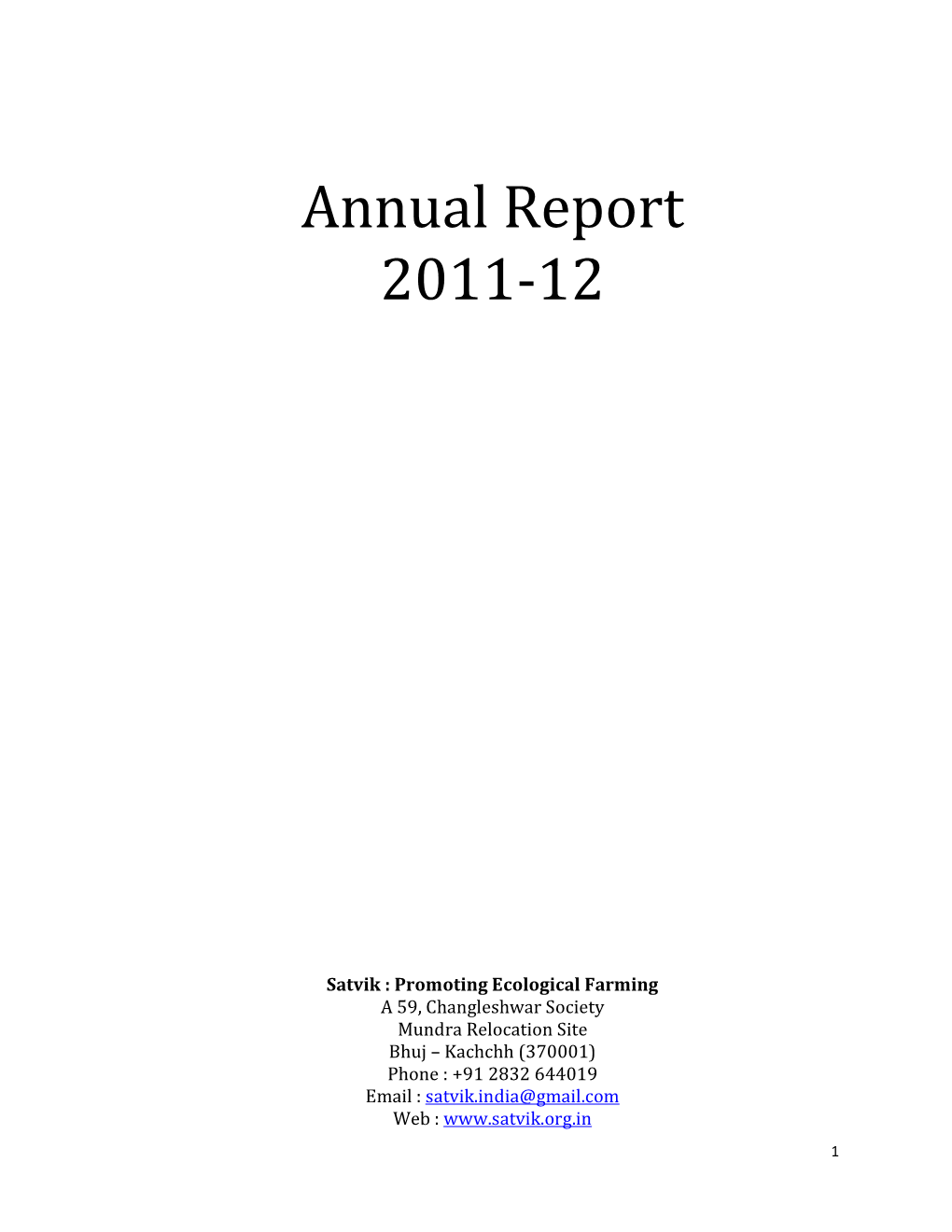 Satvik Annual Report 2011-12