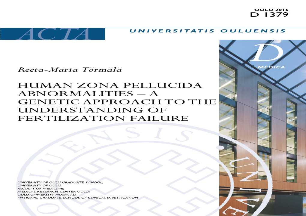 Human Zona Pellucida Abnormalities : a Genetic Approach to the Understanding of Fertilization Failure