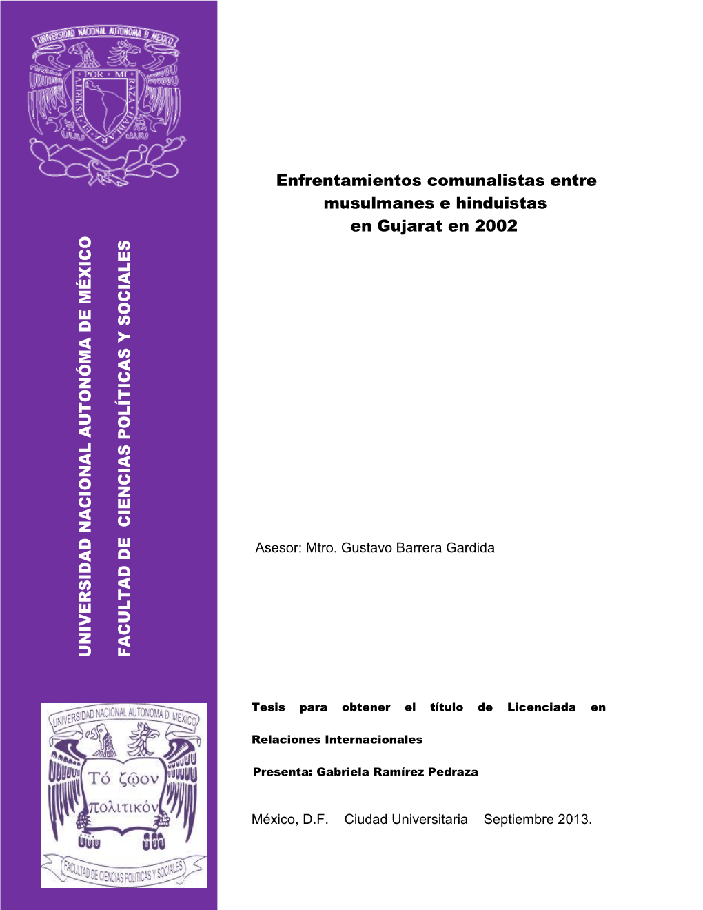 TESIS: Enfrentamientos Comunalistas Entre Musulmanes E Hinduistas En