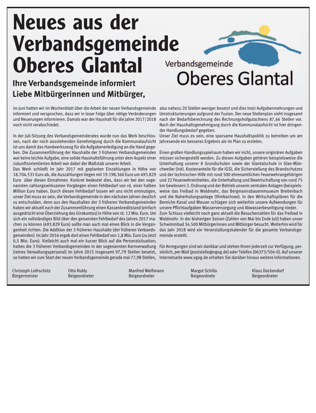 Neues Aus Der Verbandsgemeinde Oberes Glantal