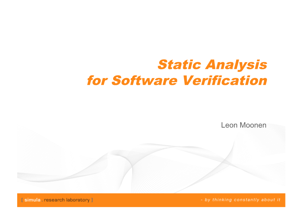 Static Analysis for Software Verification