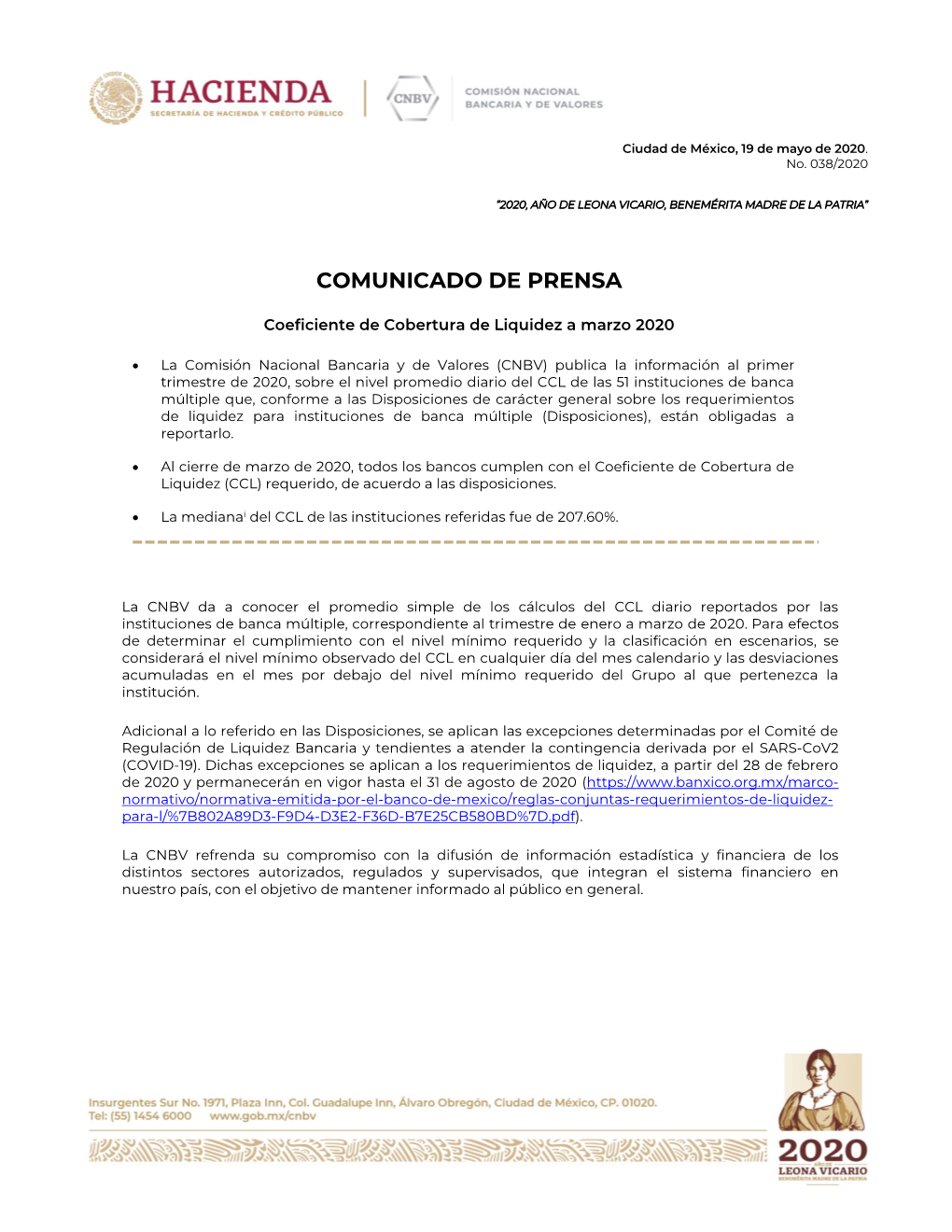 Comunicado De Prensa 038 CCL Banca Multiple Marzo 2020