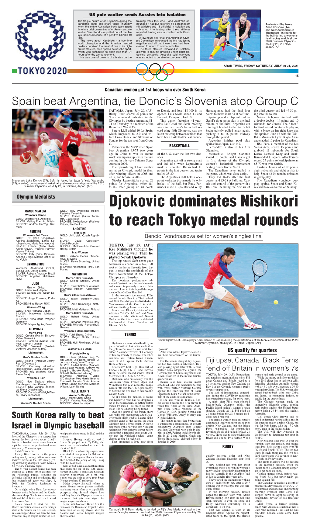 Djokovic Dominates Nishikori to Reach Tokyo Medal Rounds