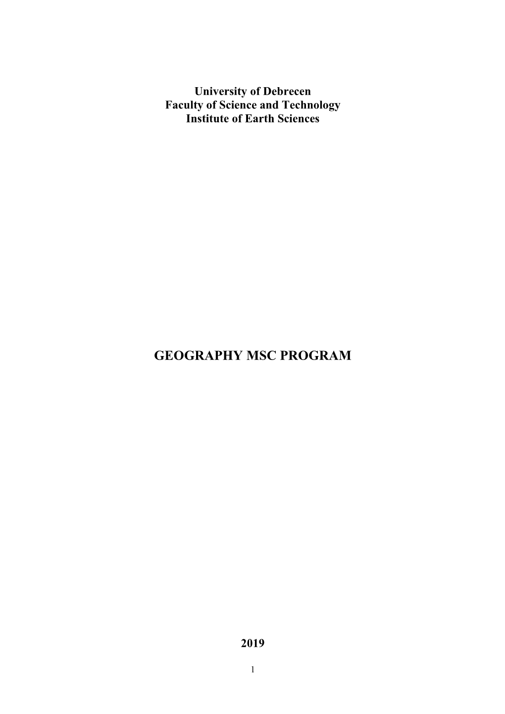 Geography Msc Program