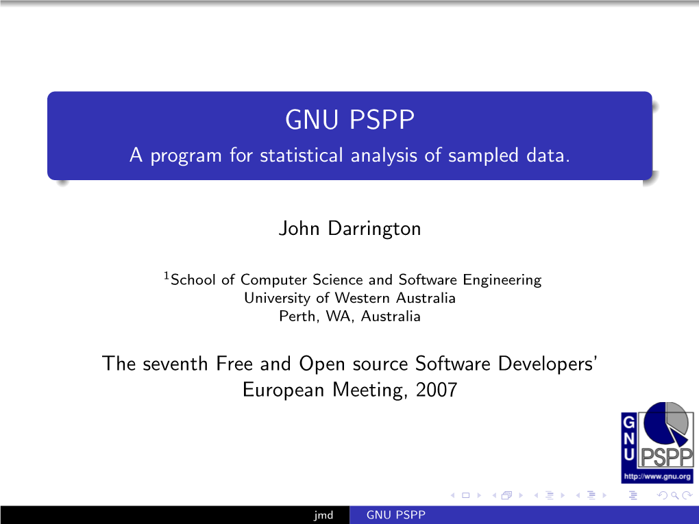 GNU PSPP a Program for Statistical Analysis of Sampled Data