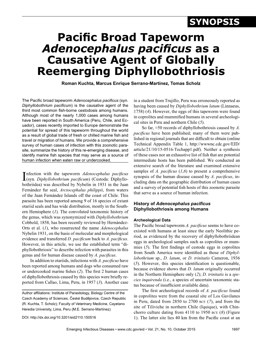 Pacific Broad Tapeworm Adenocephalus Pacificus As