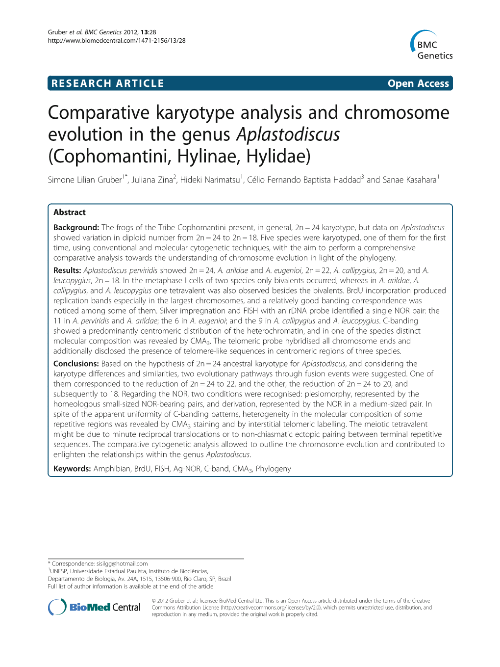 Comparative Karyotype Analysis and Chromosome Evolution in the Genus