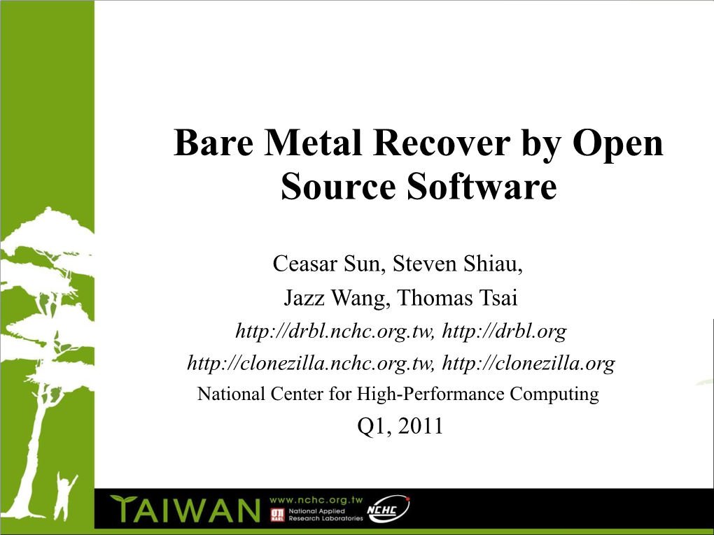Bare Metal Recover by Open Source Software