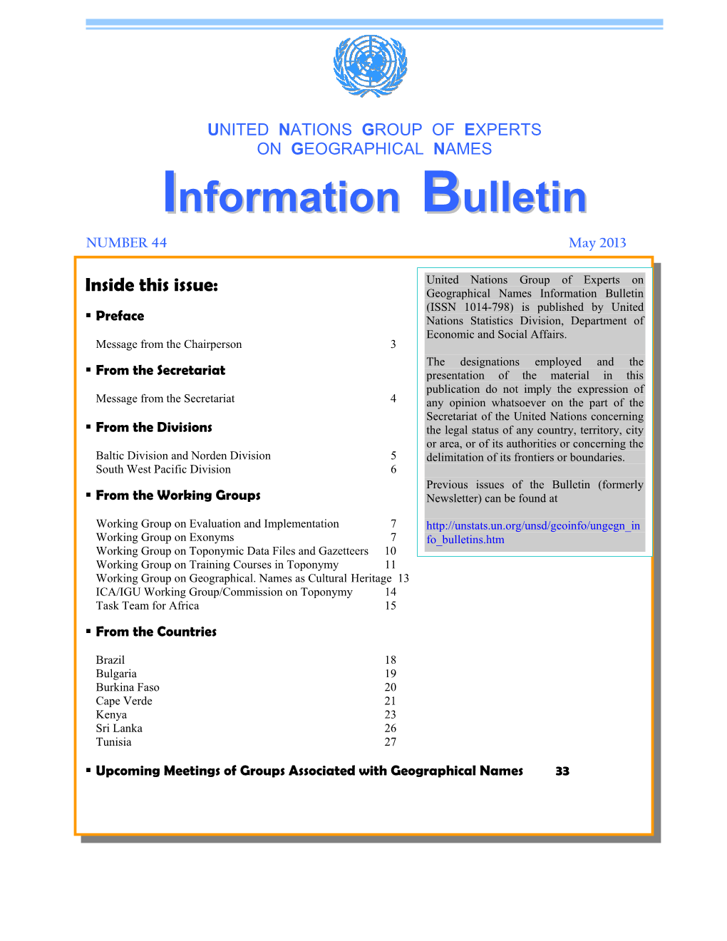 UNGEGN Information Bulletin 44