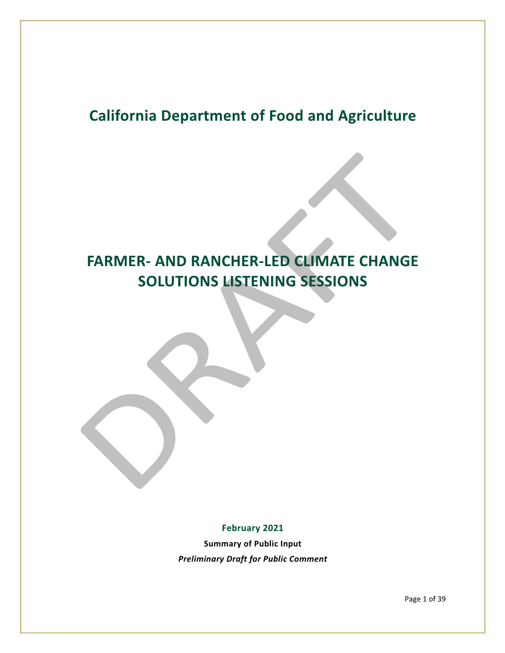 CDFA Farmer and Rancher Led Climate Solutions Summary