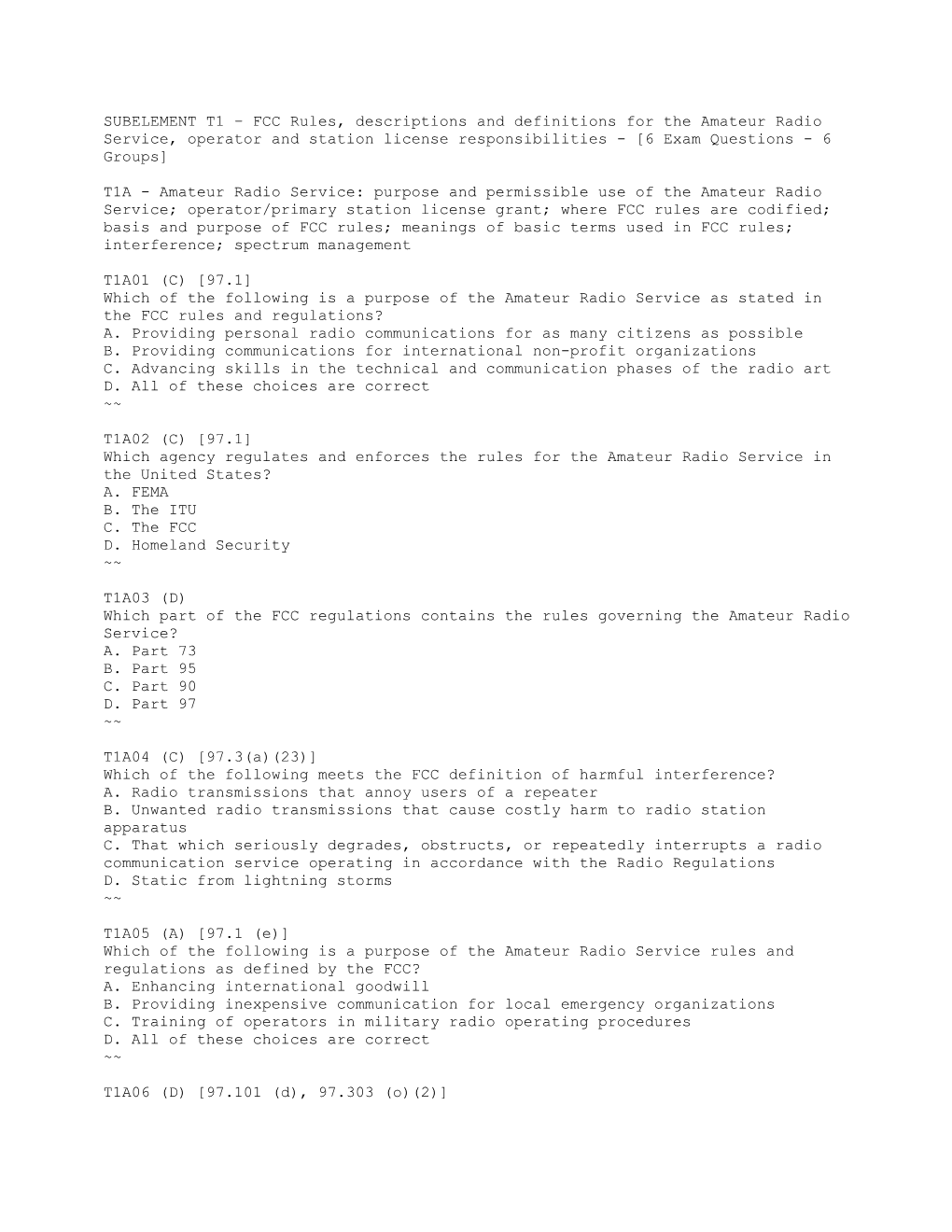 Fcc Element 2 Question Pool