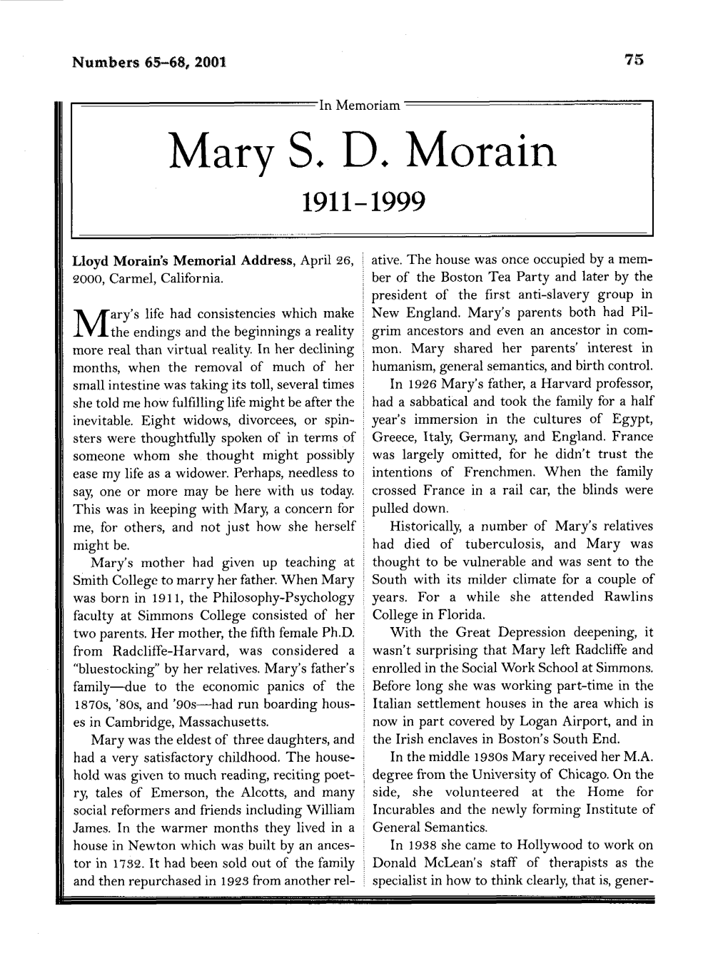 Mary S. D. Morain