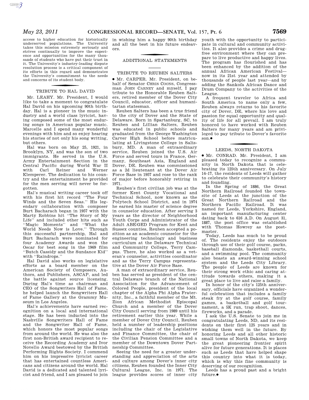 CONGRESSIONAL RECORD—SENATE, Vol. 157, Pt