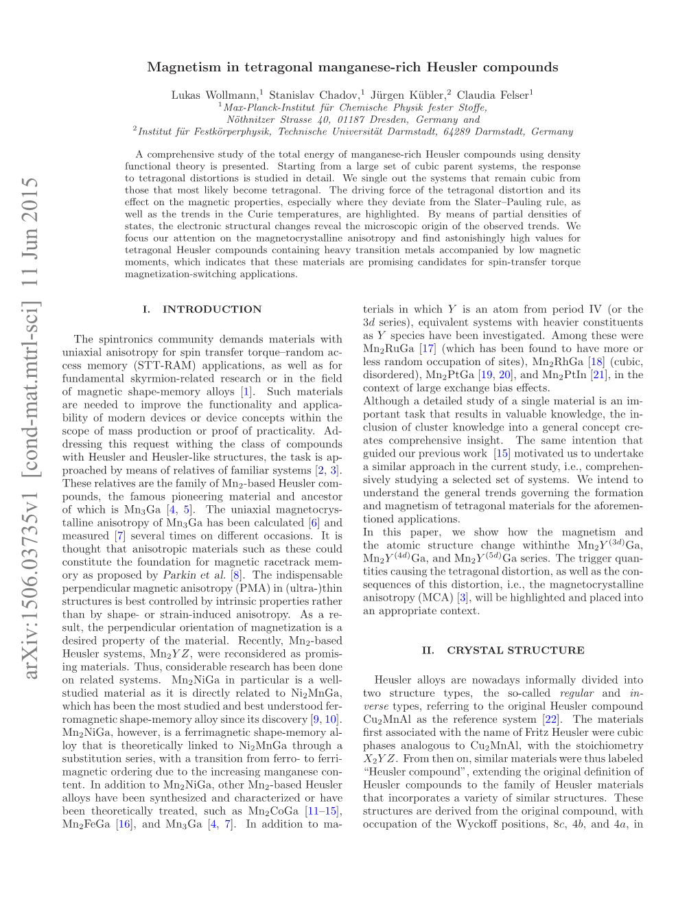 Arxiv:1506.03735V1 [Cond-Mat.Mtrl-Sci]