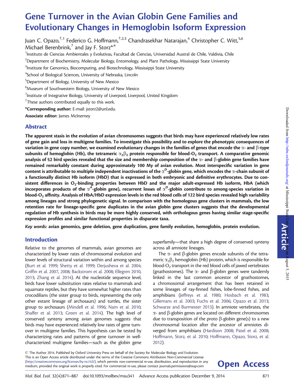 Gene Turnover in the Avian Globin Gene Families and Evolutionary