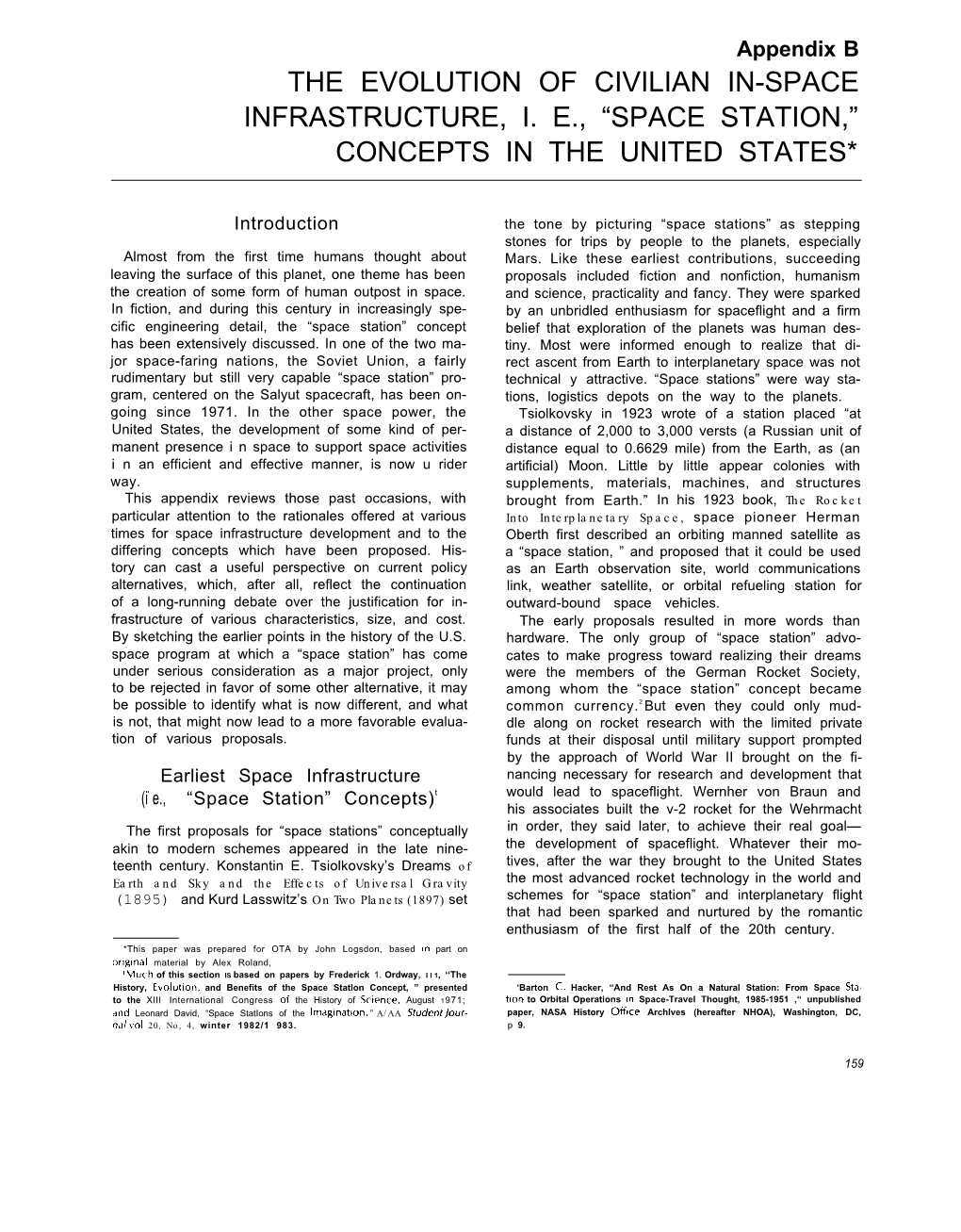 “Space Station,” Concepts in the United States*