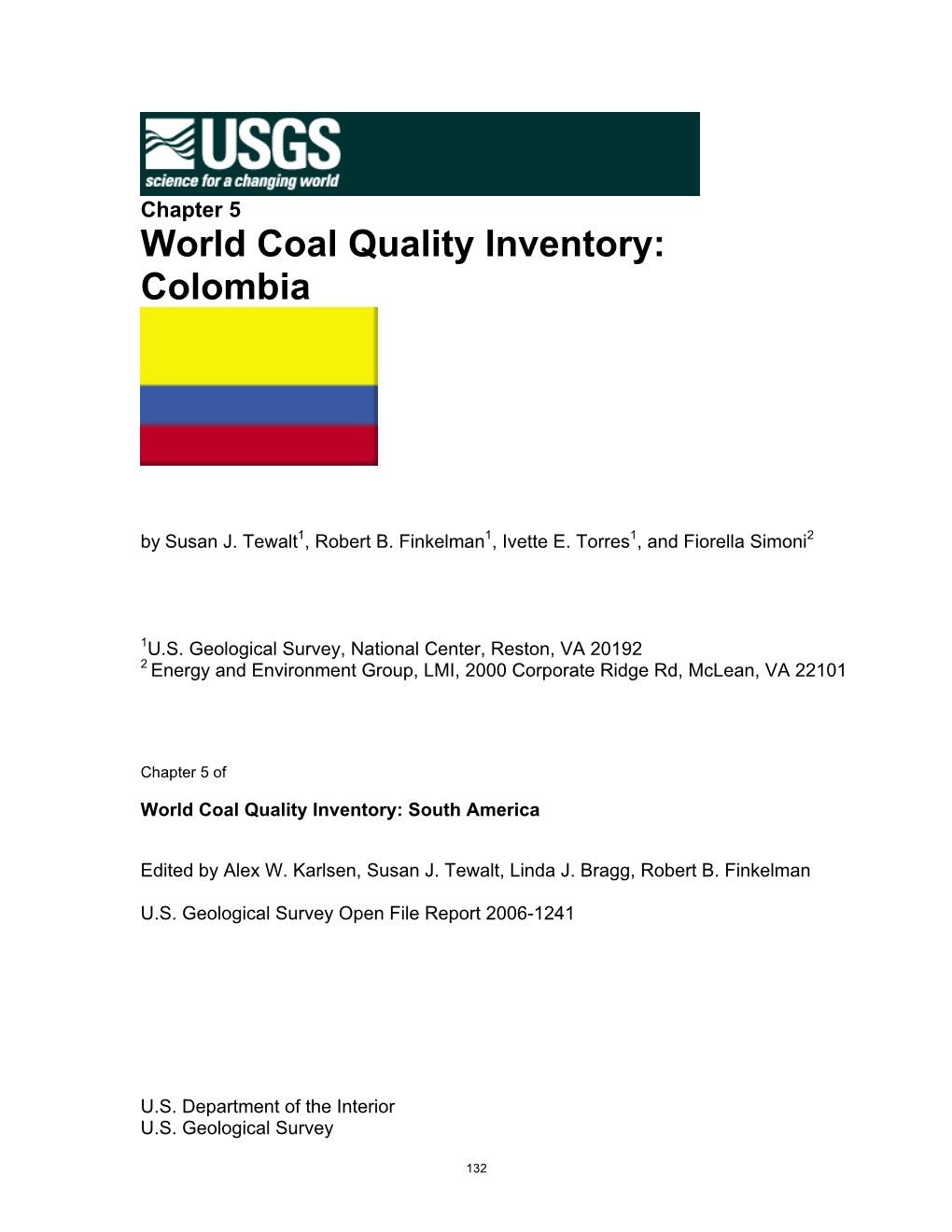 World Coal Quality Inventory: Colombia