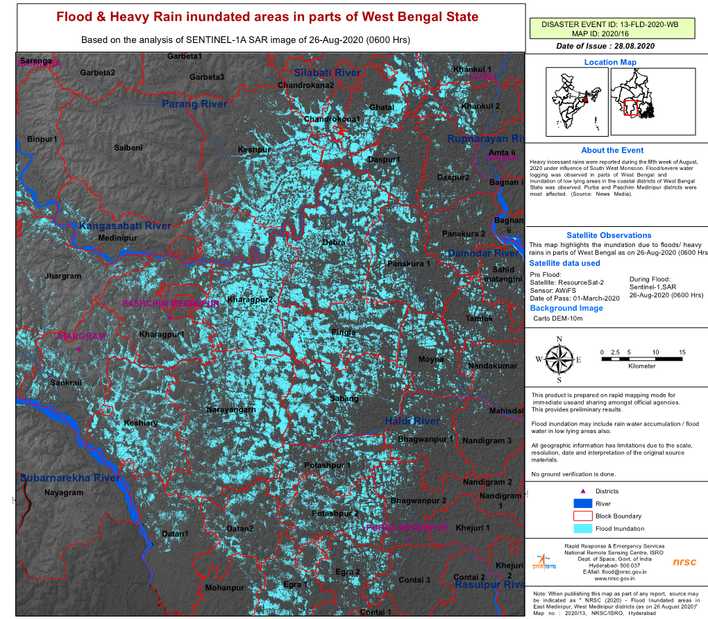 Flood & Heavy Rain Inundated Areas in Parts of West Bengal State