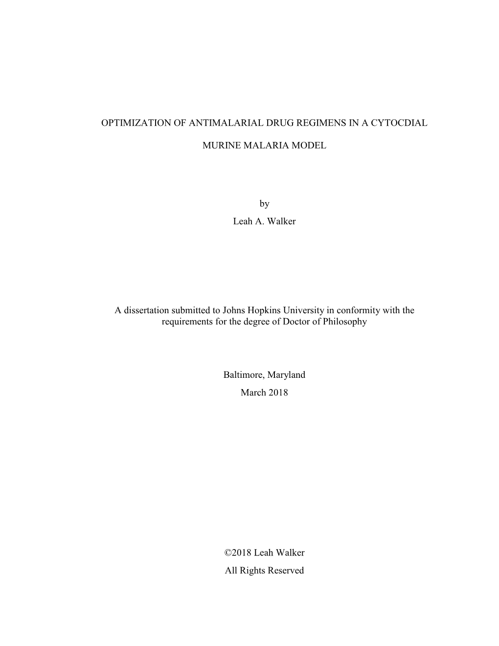 Optimization of Antimalarial Drug Regimens in a Cytocdial