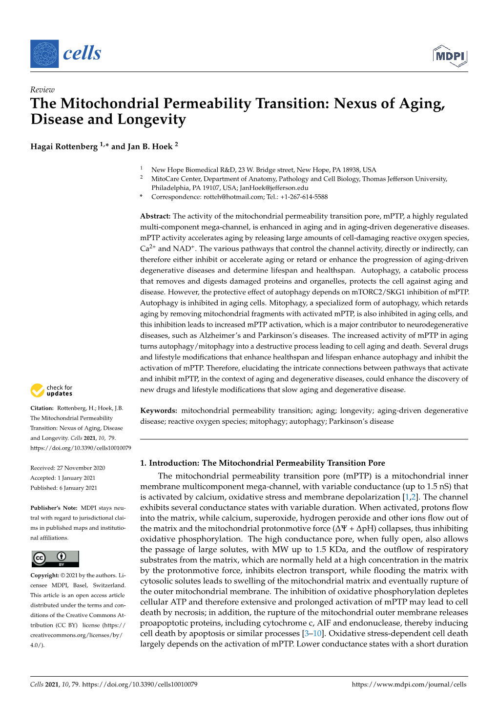 The Mitochondrial Permeability Transition: Nexus of Aging, Disease and Longevity