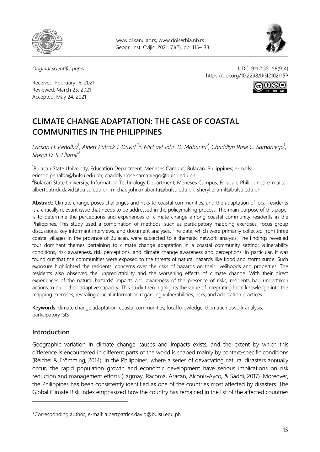 Climate Change Adaptation: the Case of Coastal Communities in the Philippines