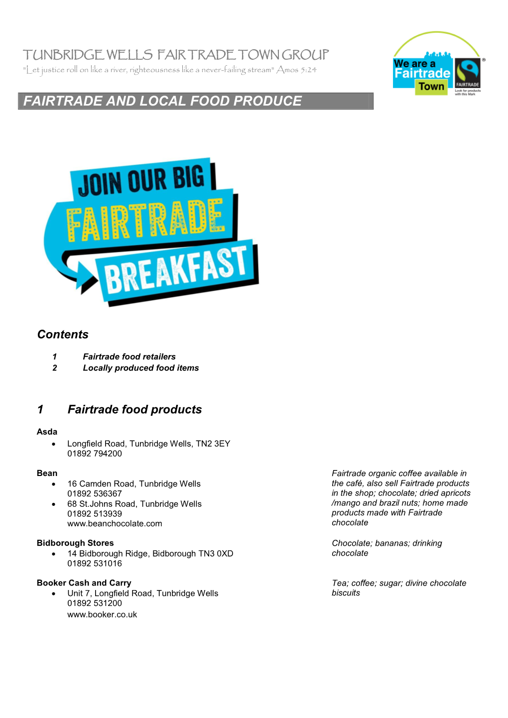 Fairtrade and Local Food Produce