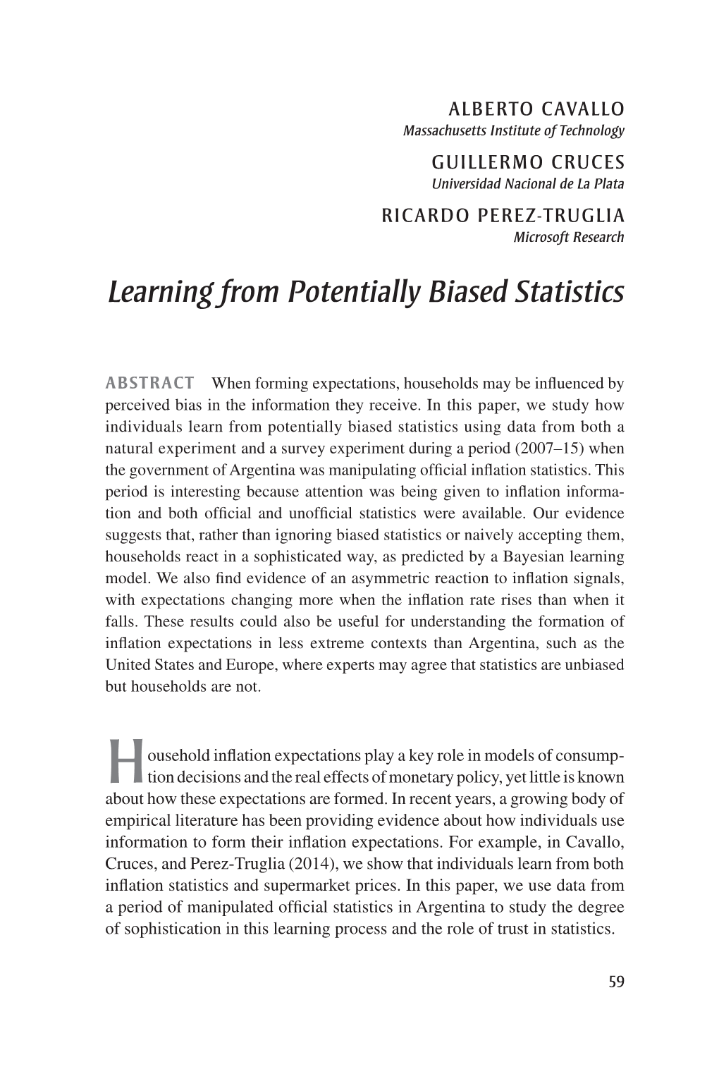 Learning from Potentially Biased Statistics