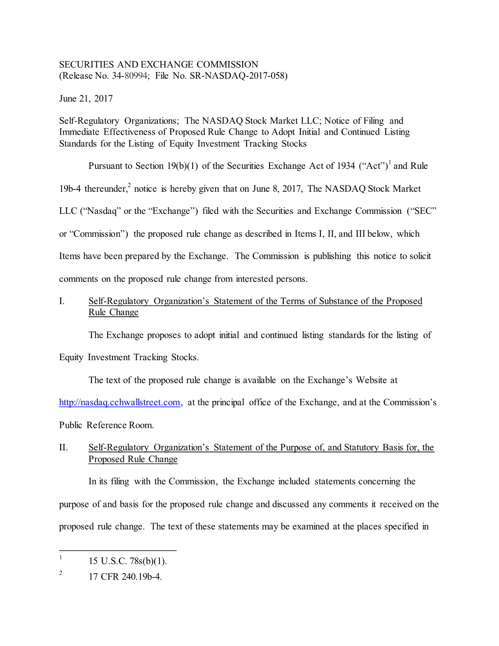 Notice of Filing and Immediate Effectiveness of Proposed Rule
